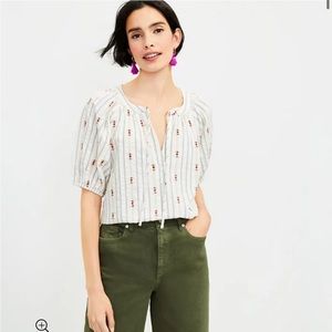 Loft Tie Neck Puff Sleeve Top NWT❗️